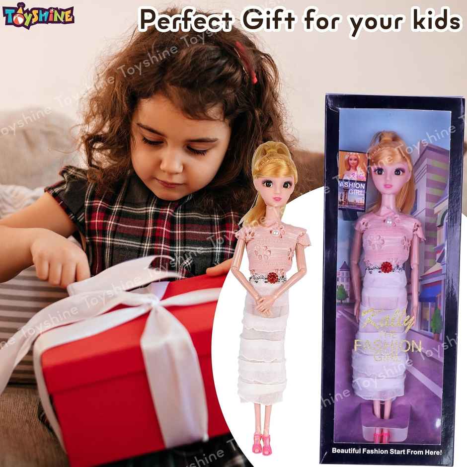 Toyshine Kally Fashion Doll with 3D Eyes | Folding Hands & Glitter Dress | Model C