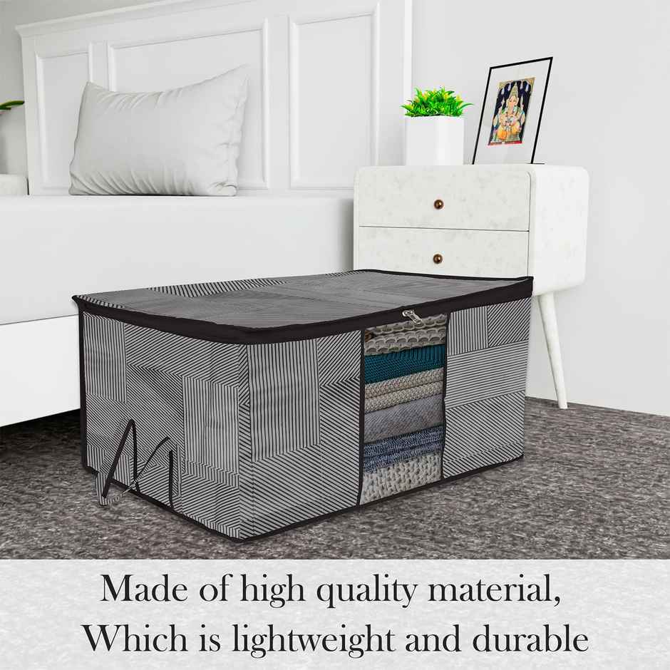 Kuber Industries Lining Underbed Storage Bag|Clear Window|Zipper & Handle|Large|Pack of 4|Gray