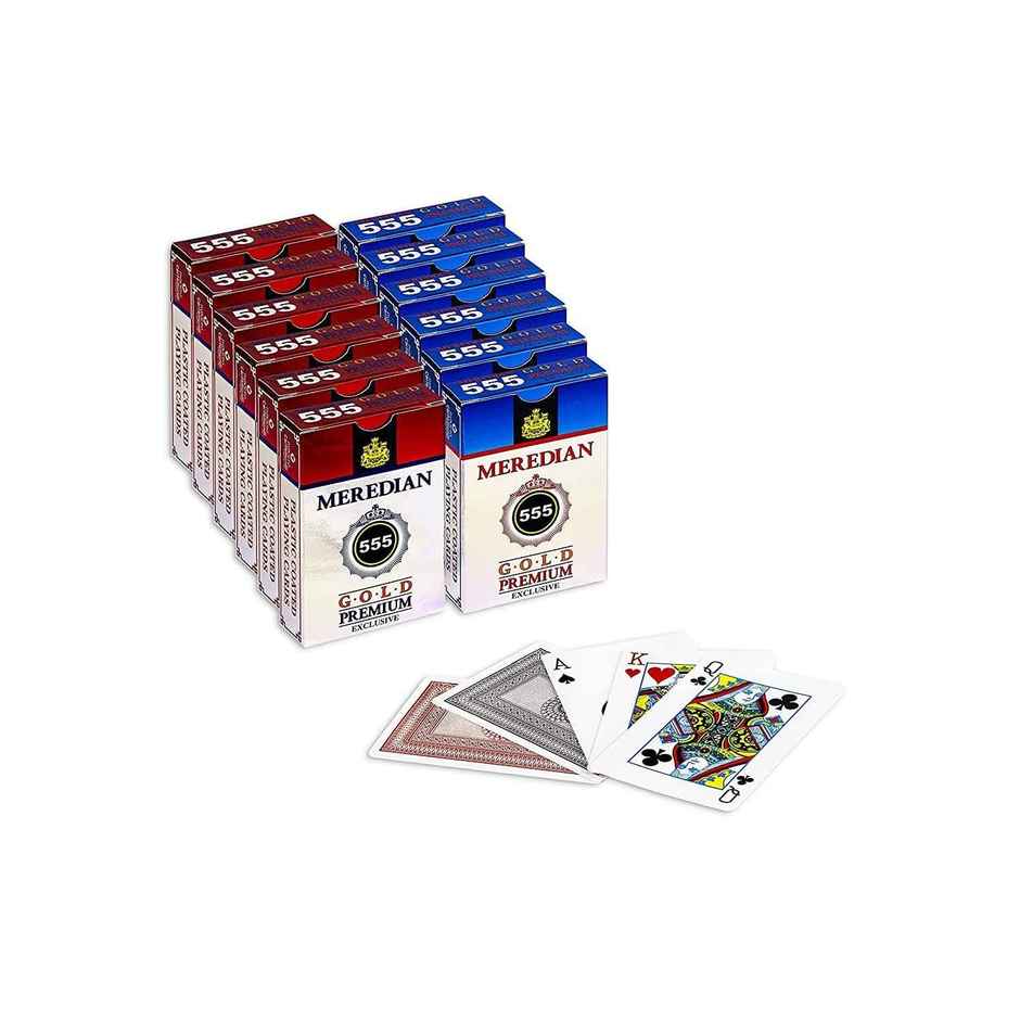 Parksons Playing Cards Plastic Coated Meredian 555 Gold Premium Combo