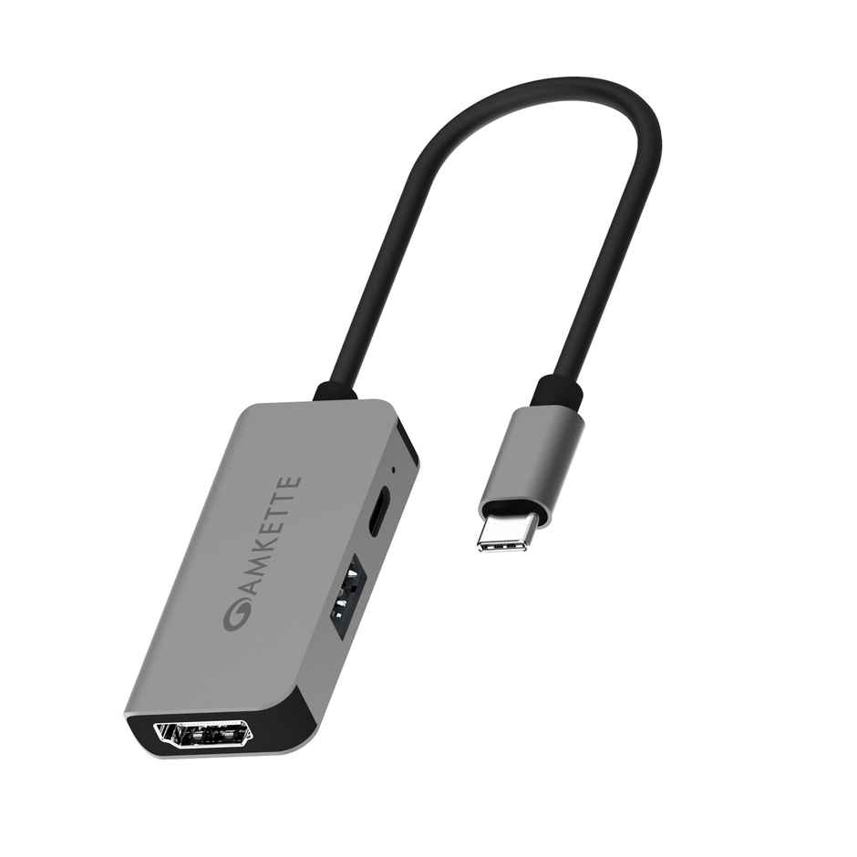 Amkette Usb C 3 Port Mini Dock - Grey
