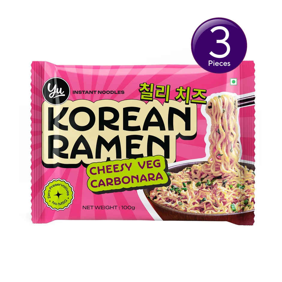 Yu Cheesy VEG Carbonara - Korean Ramen Noodles Combo 