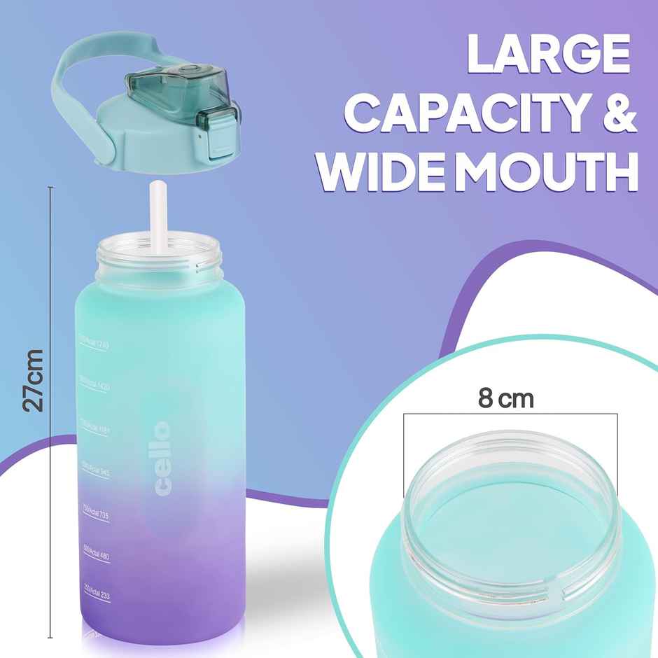 Cello All Day Large Water Bottle, Sea Green | 310ml, 790ml, 2.85 L | Leakproof, Lightweight