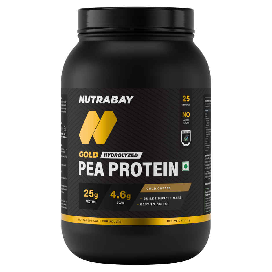 Nutrabay Gold Pea Protein Powder | 25g Pea Protein, 4.6g BCAA | Cold Coffee