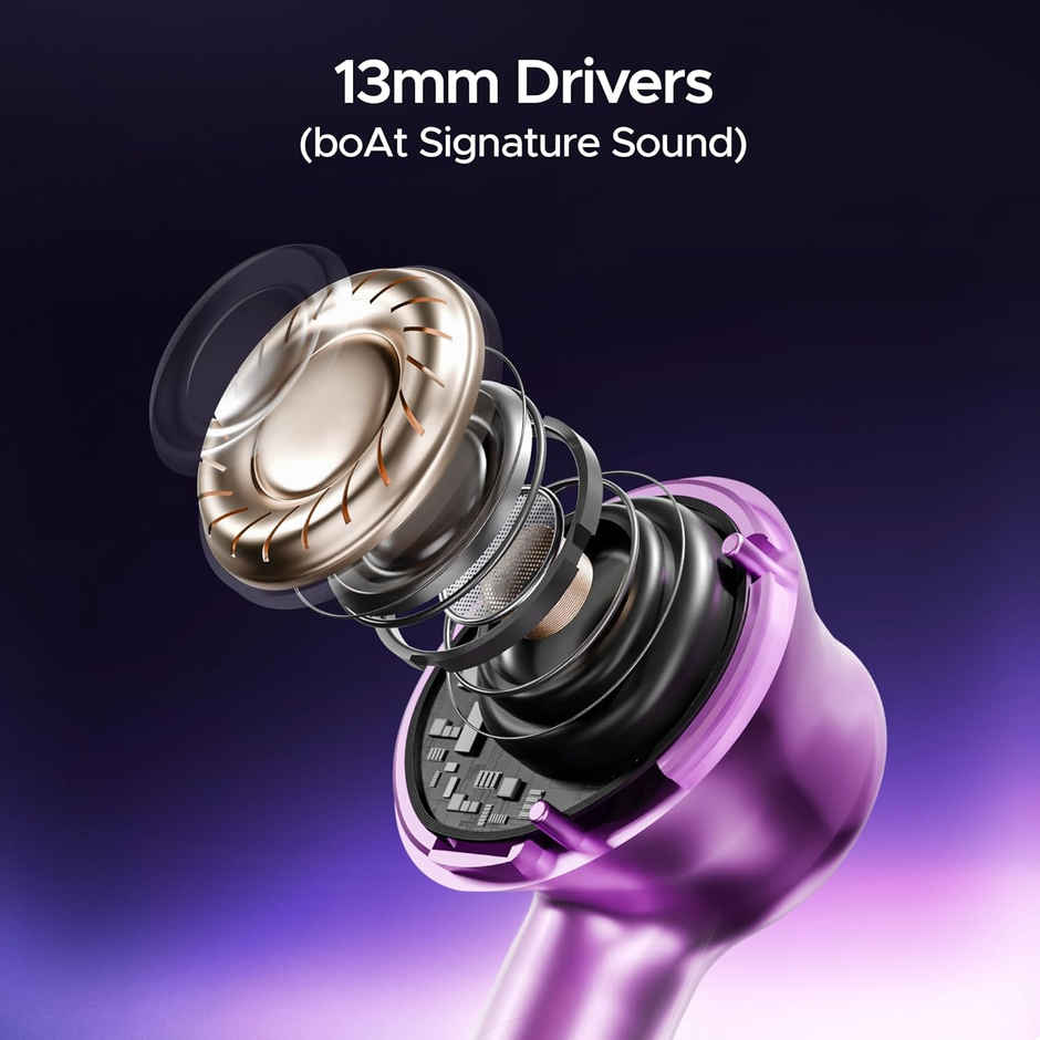 boAt Airdopes 141 Pro TWS | 13mm Drivers | 60 hrs Battery | Quad Mic ENx | BT 5.3 | Purple