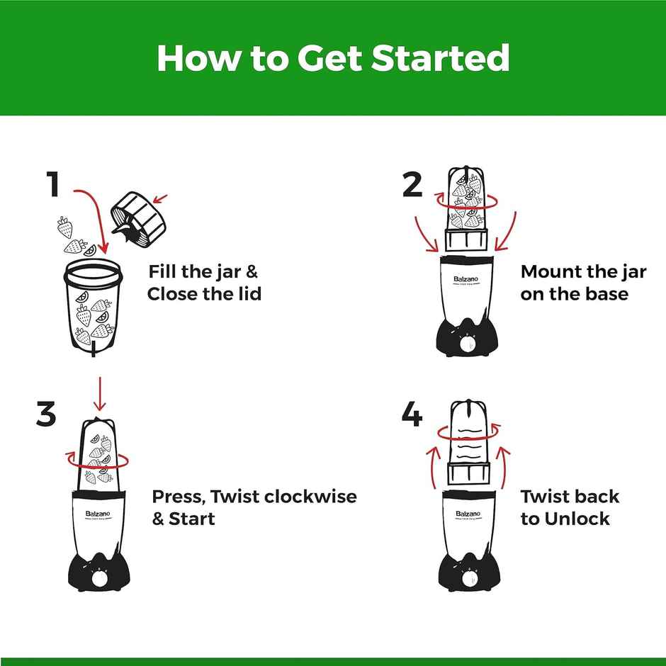 Balzano High Speed Nutri - PRO Bullet Mixer Grinder Blender | 500 W | 3 Jars & 2 Blades - Silver
