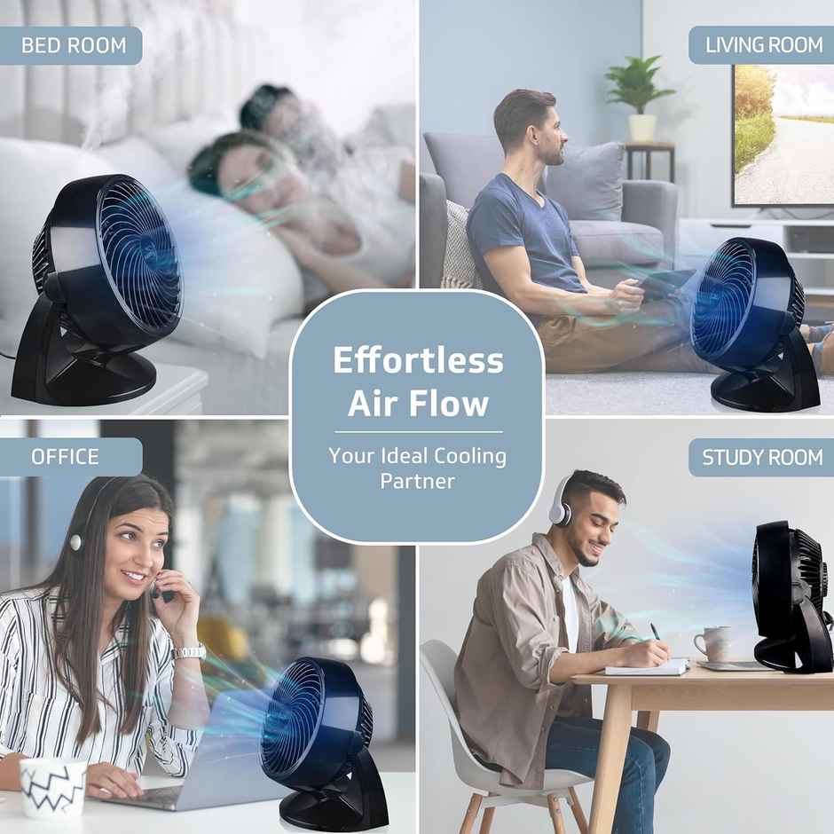 V-Guard Multi Purpose Spinny Pro Personal Fan, Table Cum Wall Fan, 2100 RPM, Black