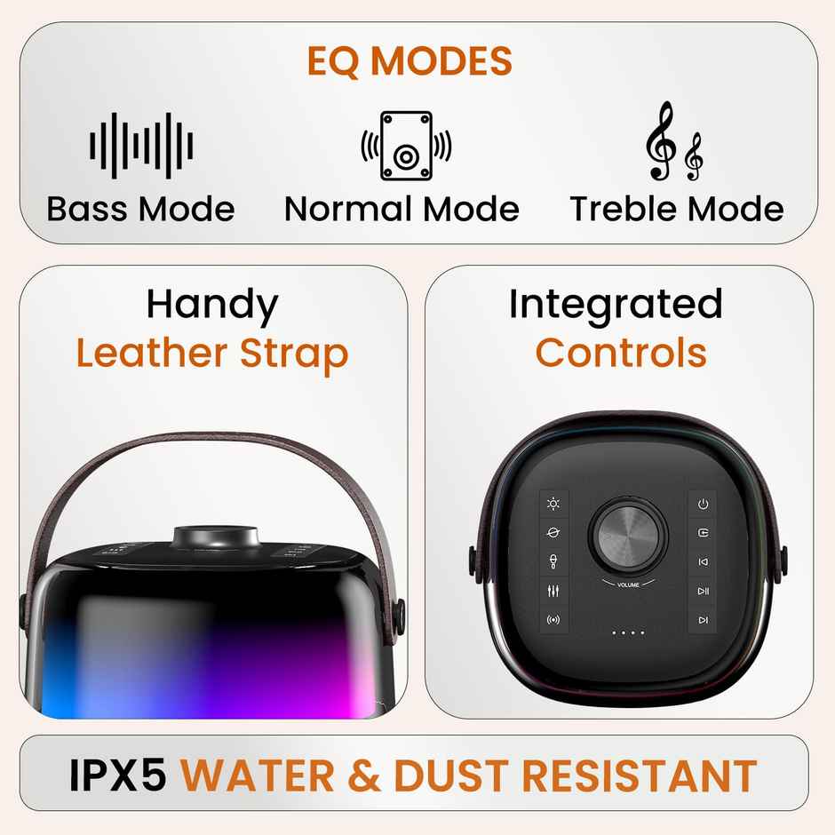 Portronics Dash 4, 50W Wireless Party Speaker With Karaoke Mic - Black