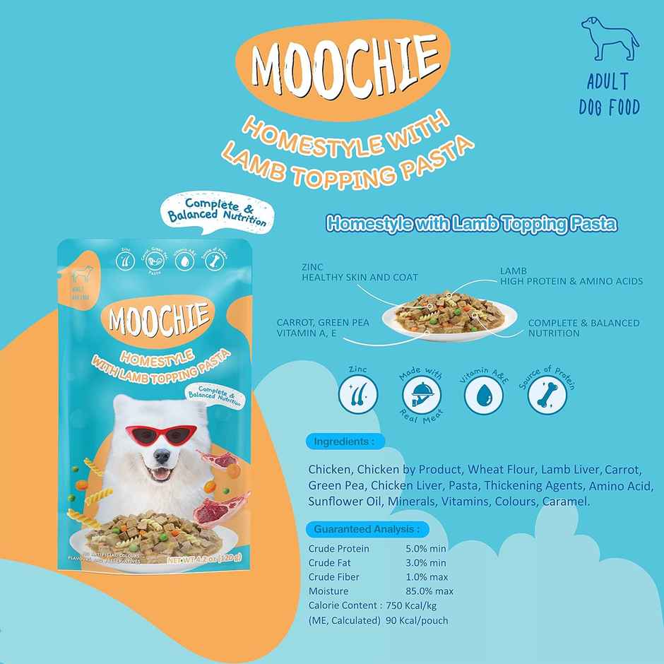 Moochie Dog Wet Gravy Food Homestyle With Lamb & Pasta