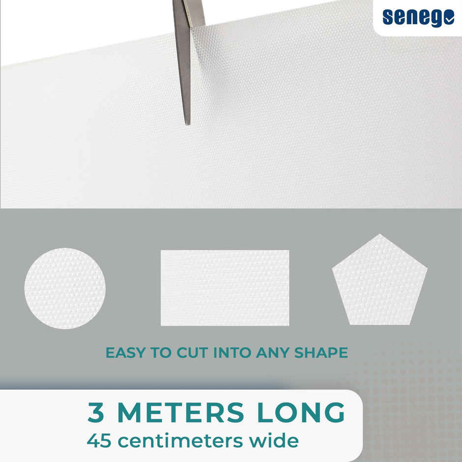 Senego Anti Slip Mat 3m, Shelf Liner Mat for Kitchen/Cupboard/Drawers/Bathroom (45 cm x 3 m), White