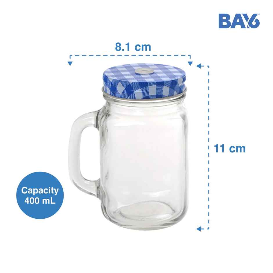 BAY6 Mason Jar Set with Straw - 400 ml - (2pc)
