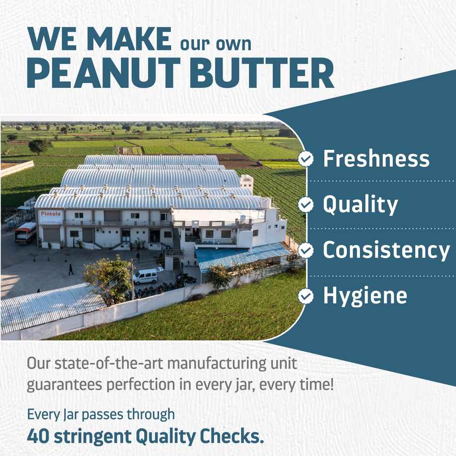 Pintola Coconut Jaggery Performance Series Peanut Butter (Crunchy) Vegan Protein 28% Protein