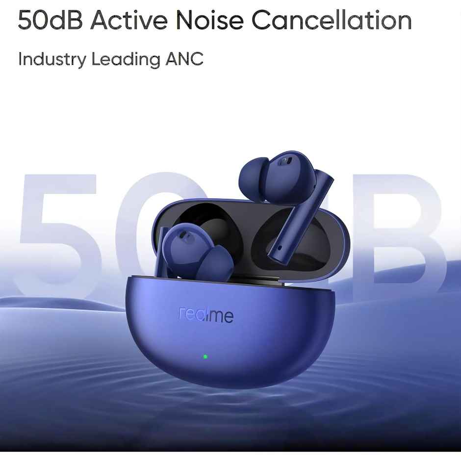 Realme Buds Air 5 With 50dB ANC 12.4Mm Dynamic Bass Driver Upto 38Hr Playback - Deep Sea Blue