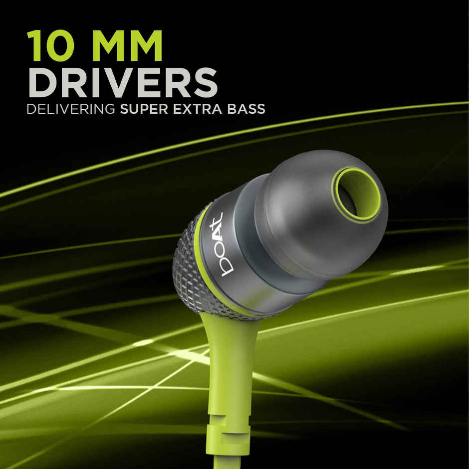 boAt Bassheads 225 in-Ear Wired Headphones with Mic (Neon Lime)