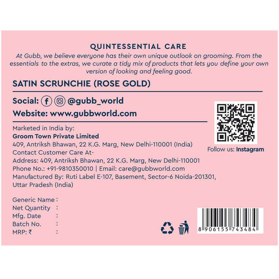 Gubb Satin Scrunchie Rose Gold