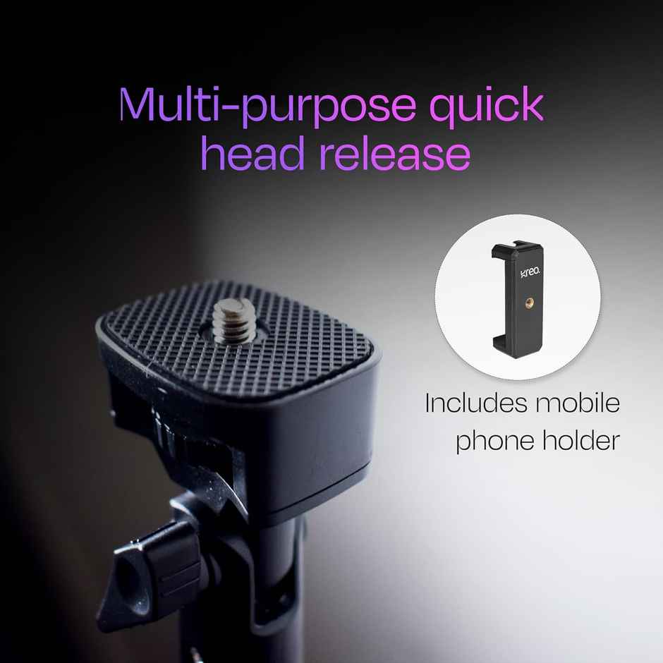 Kreo 1.6M Stayble Tripod Stand With Mobile Phone Holder, Mobile Stand For Videos And Photos