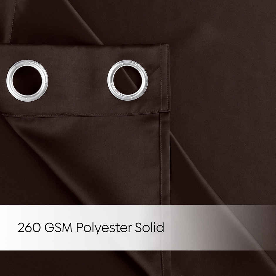 Haus & Kinder Polyester Blackout Solid Essential Drape Window Curtain Mocha