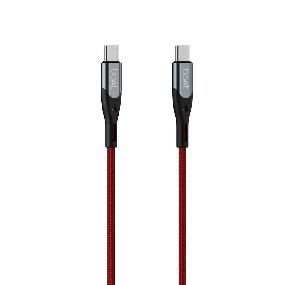 boAt Type C to C 65W Cable w/480 Mbps Data Sync and 65W PD, PPS AND QC support. | Martian Red