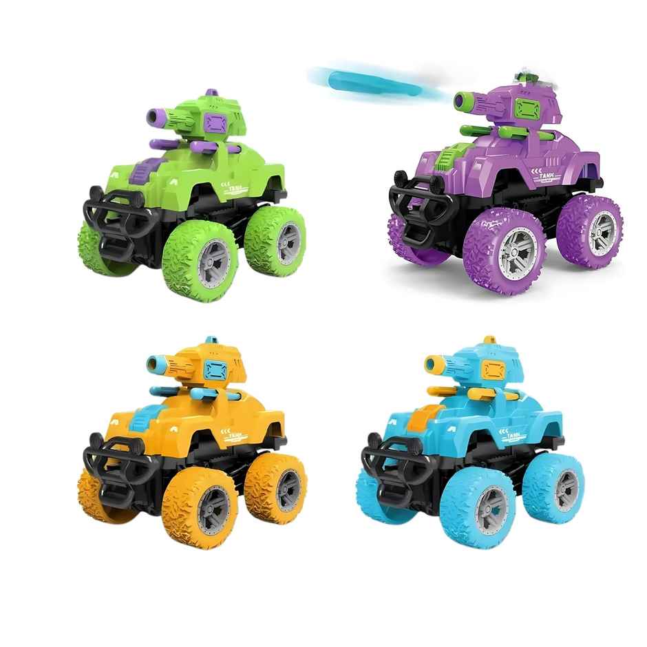 Chigy Wooh Friction Powered Tank Launcher Truck for Kids | 4WD Push & Go Shooting Toy