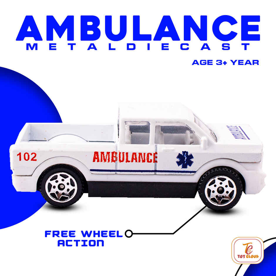 Toy Cloud Free Wheel Die Cast Metal Ambulance Vehicle Set of 3 1:64 Scale Model Vehicles Toys