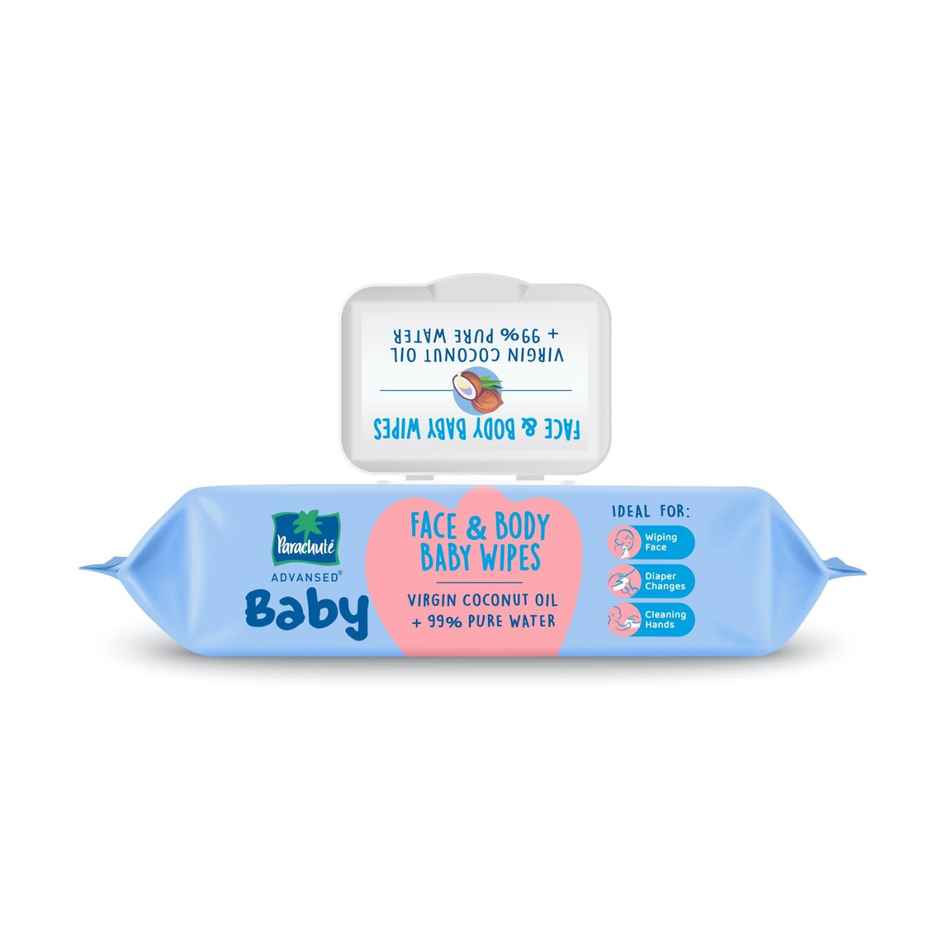 Parachute Advansed Baby | Face & Body Baby Wipes | With Virgin Coconut Oil | 72 Pulls Per Pack
