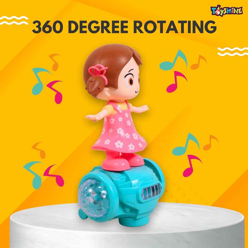 Toyshine 360 Degree Rotating Musical Dancing Girl Toy With Flashing Lights & Bump