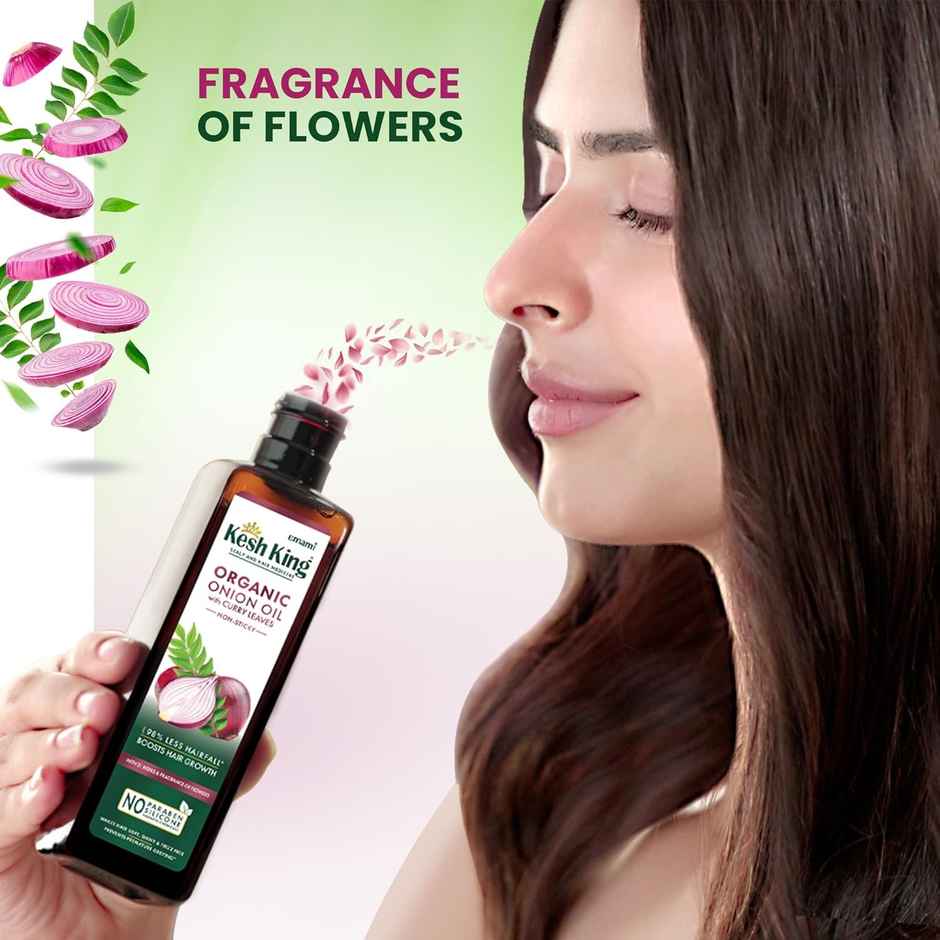 Kesh King Organic Onion Oil With Curry Leaves Up To 98% Less Hairfall