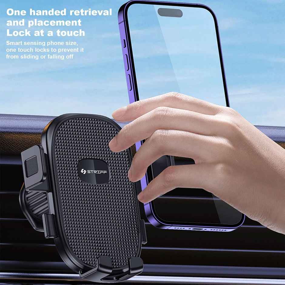 Striff Car Phone Holder with Metal Hook Clip, Air Vent Mount for iPhone, Android, All Smartphones