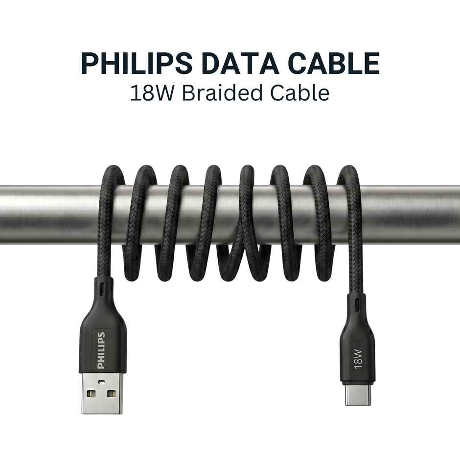 Philips 18W USB A to Type C Fast Charging Cable | DLC4130AB94 | Dark Slate | 1 m