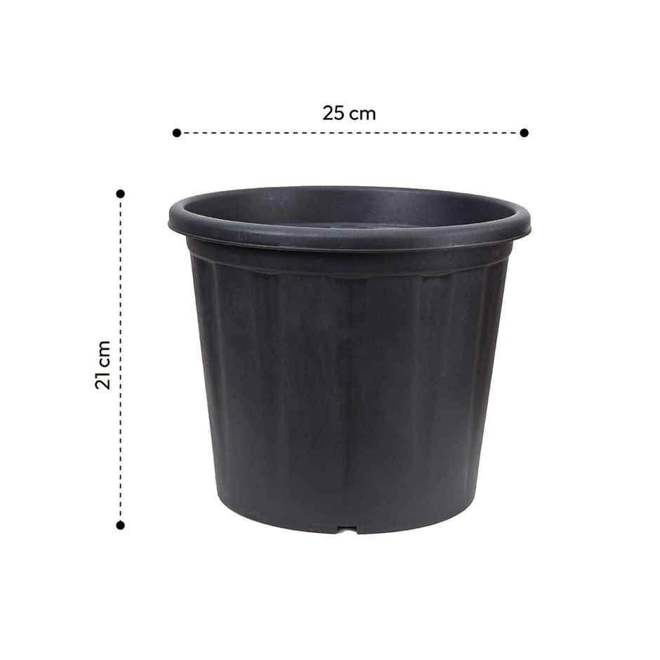 Ugaoo Uv Treated Gardening Black Plastic Pots And Planters For Plants - 10 Inch | Set Of 6