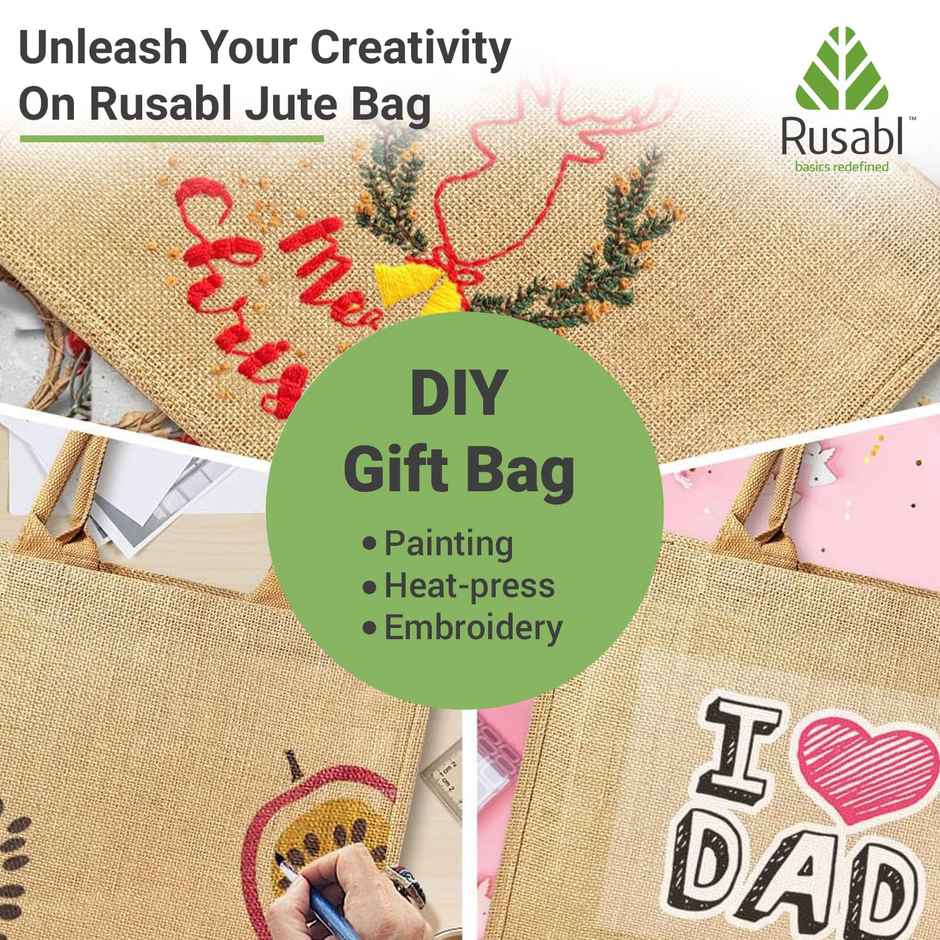 Rusabl Jute Tote Lunch Bag with Zipper