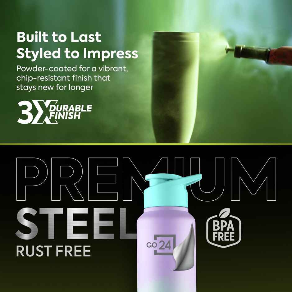 Pexpo Craft Pro Stainless Steel Sports | Fridge Water Bottle with Sipper Cap | Purple & Green Ombre