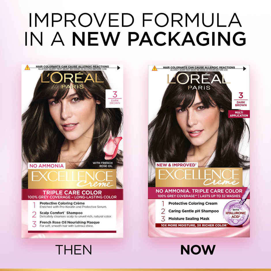 L'Oreal Paris Excellence Creme Hair Color, 3 Dark Brown