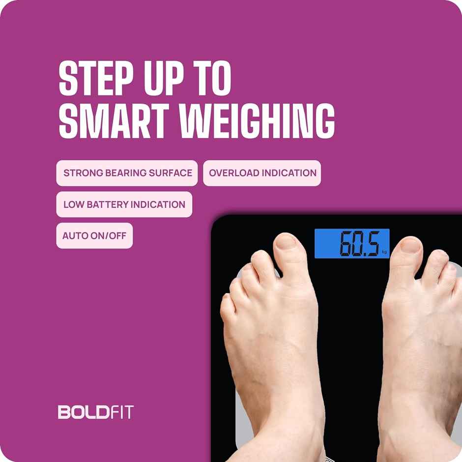 Boldfit Weight Machine For Body Weight Lcd Display Black Max Weight 180 Kgs
