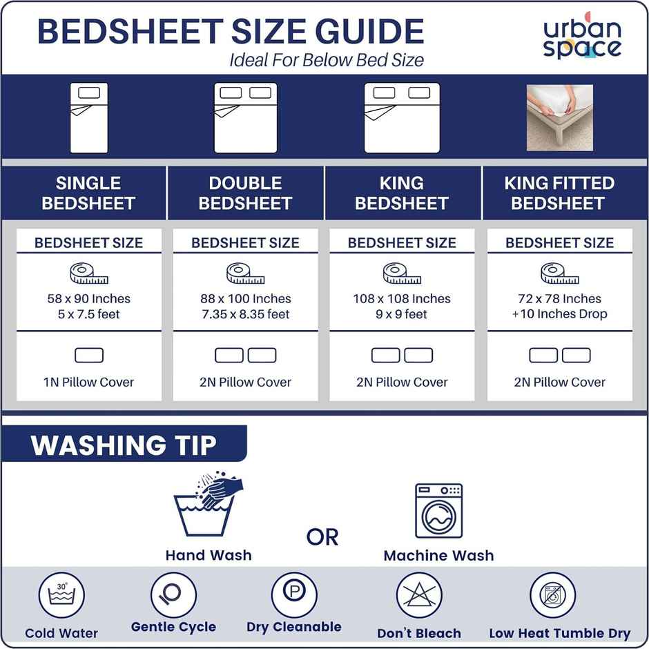 Urban Space Double 100% Cotton 144 TC Floral Bedsheet, 2 Pillow Covers | Earth Pink | 100 x 90 in