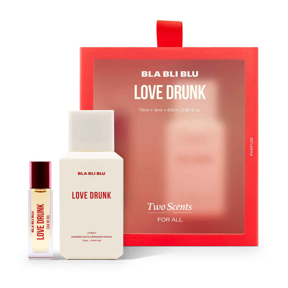 BLA BLI BLU Love Drunk Perfume Set | 75 ml Spray & 8 ml Fragrance Oil | Cinnamon, Dates & Nut Notes