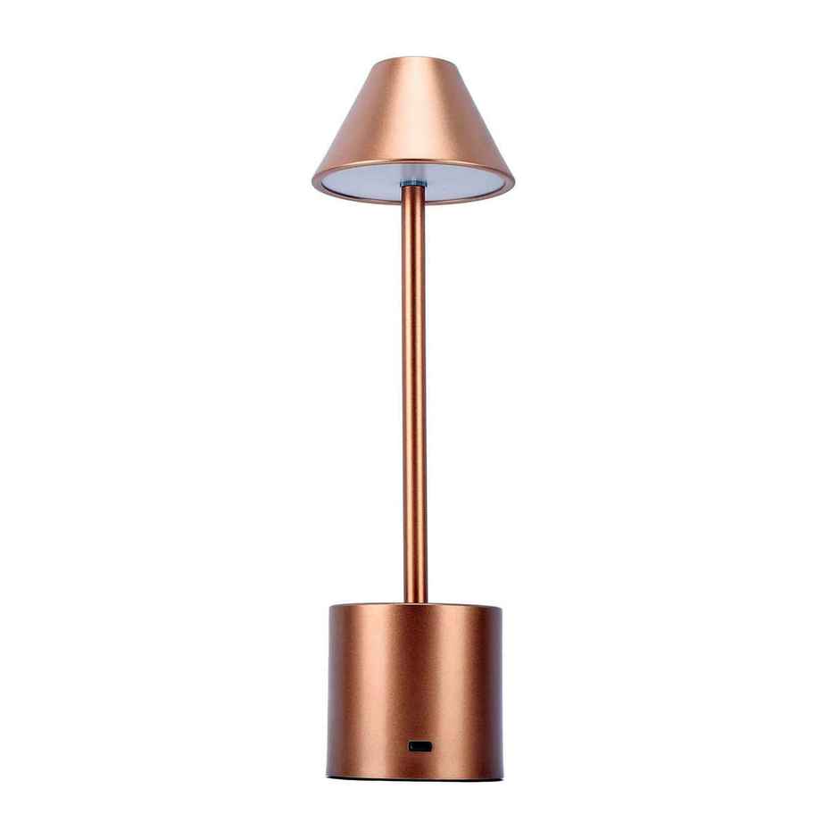 Homesake Metal Cone Table Lamp | Portable Dimmable | Touch Control | Wireless Charging | Rose Gold