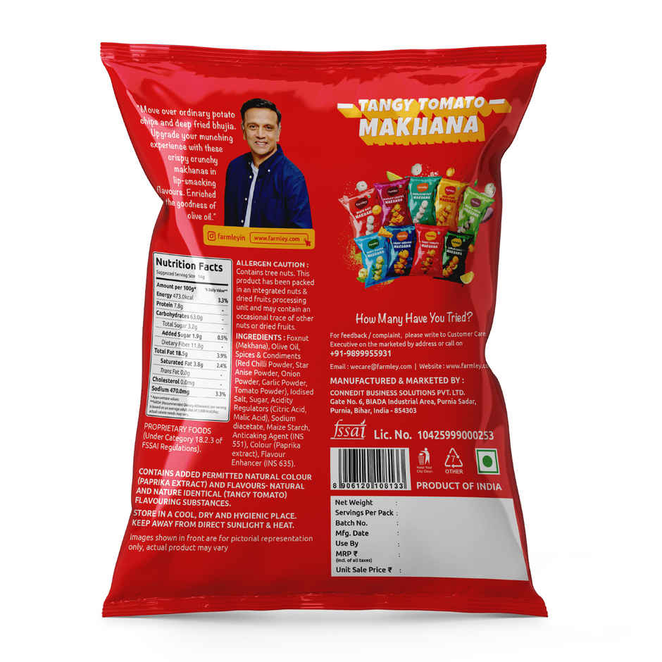 Farmley Tangy Tomato Makhana Roasted In Olive Oil Healthy Snacks