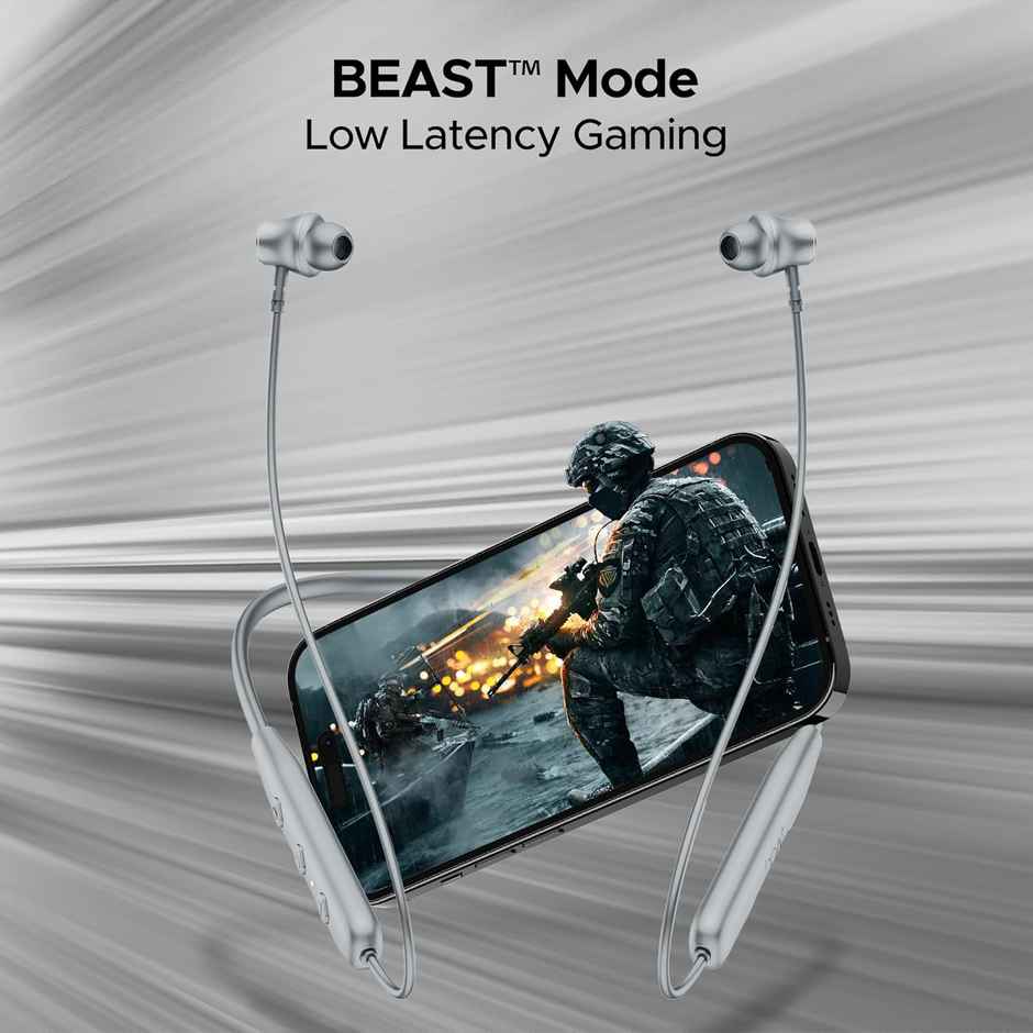 boAt Rockerz 111 Bluetooth Neckband with 40 hrs Playback,ENx Technology, Beast Mode(60ms)(Ash Grey)