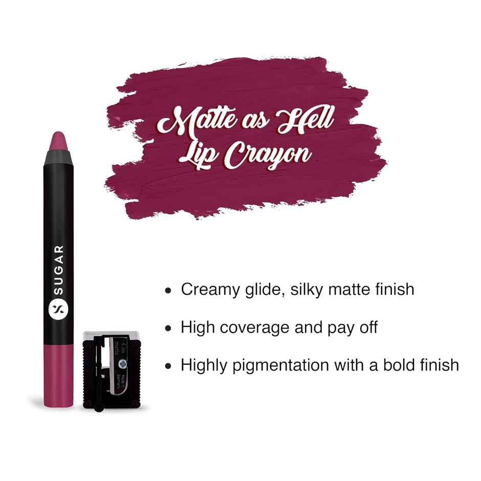 SUGAR Cosmetics Matte As Hell Crayon Lipstick - 32 Miss Rosa