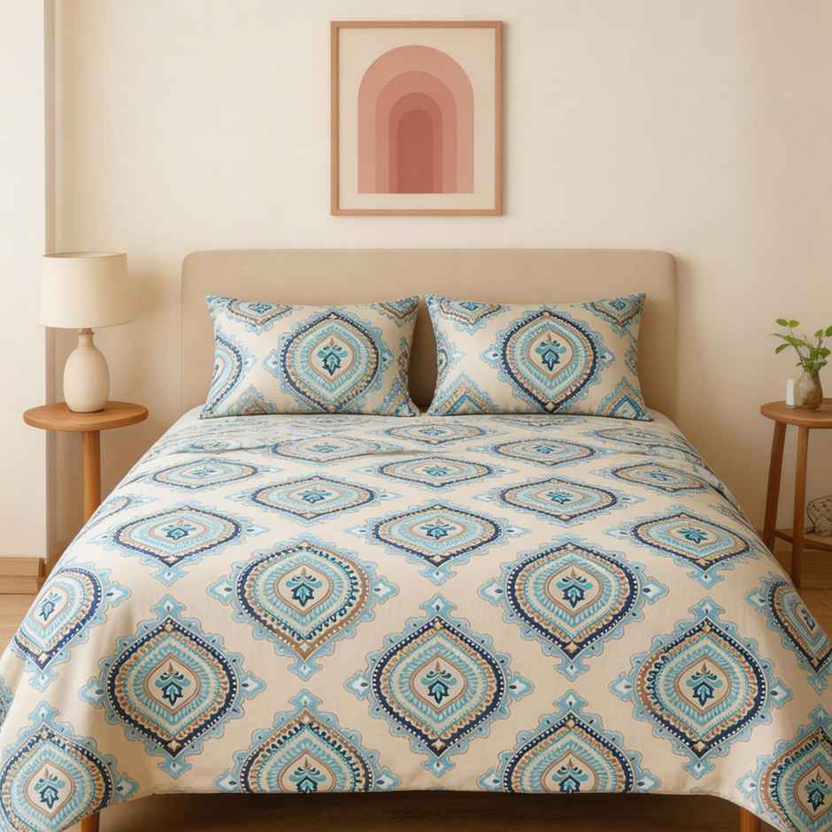 Status Crown Superfine Microfiber Queen Bedsheet | Blue Prism | 220 x 250 cm