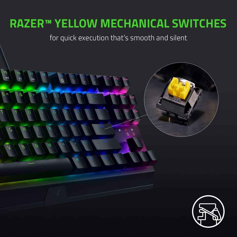 Razer Blackwidow V3 Tenkeyless - Mechanical Gaming Keyboard (Yellow Switch)-Black