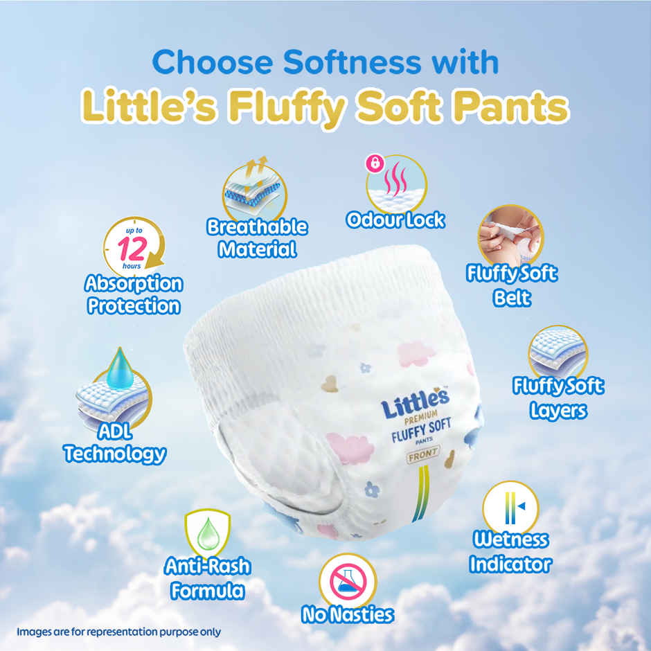 Little's Fluffy Soft Premium Baby Pant Style Diaper | 2XL | Leakage Free | 48 pcs