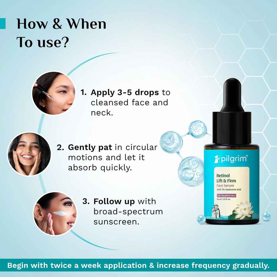 Pilgrim Retinol Lift & Firm Face Serum with 1% Hyaluronic Acid Reduces Fine Lines Wrinkles & Firms Skin