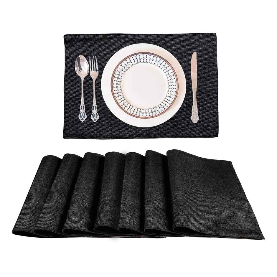 Lushomes Jute Table Mat - Black | Jute Placemat | 12 x 18 inch