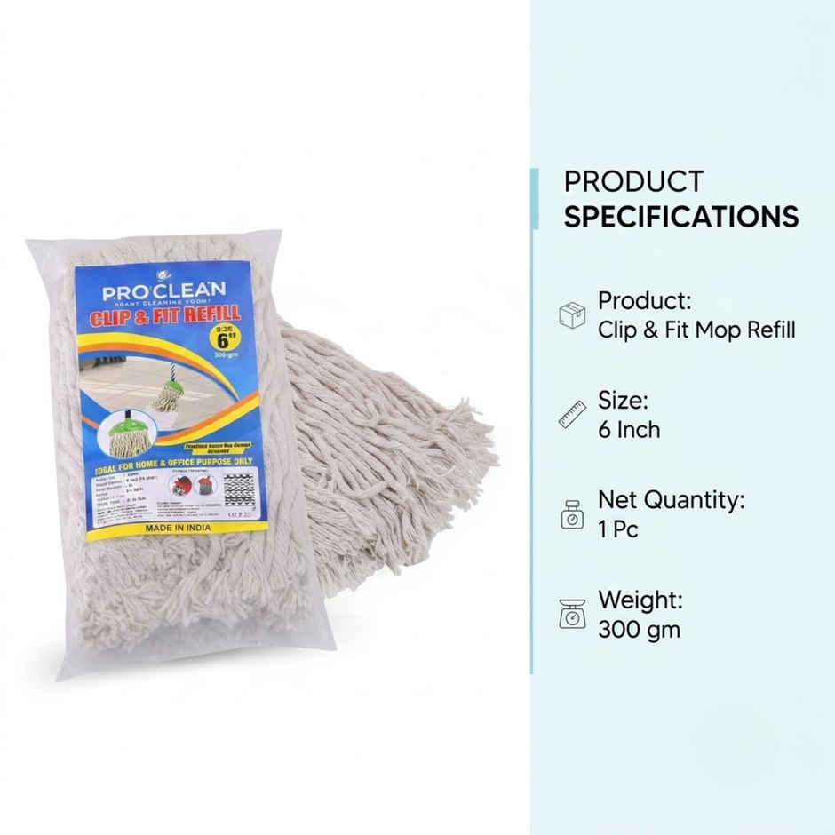 Proclean Cotton Refill - White | For Clip & Fit Mop | 6 Inch