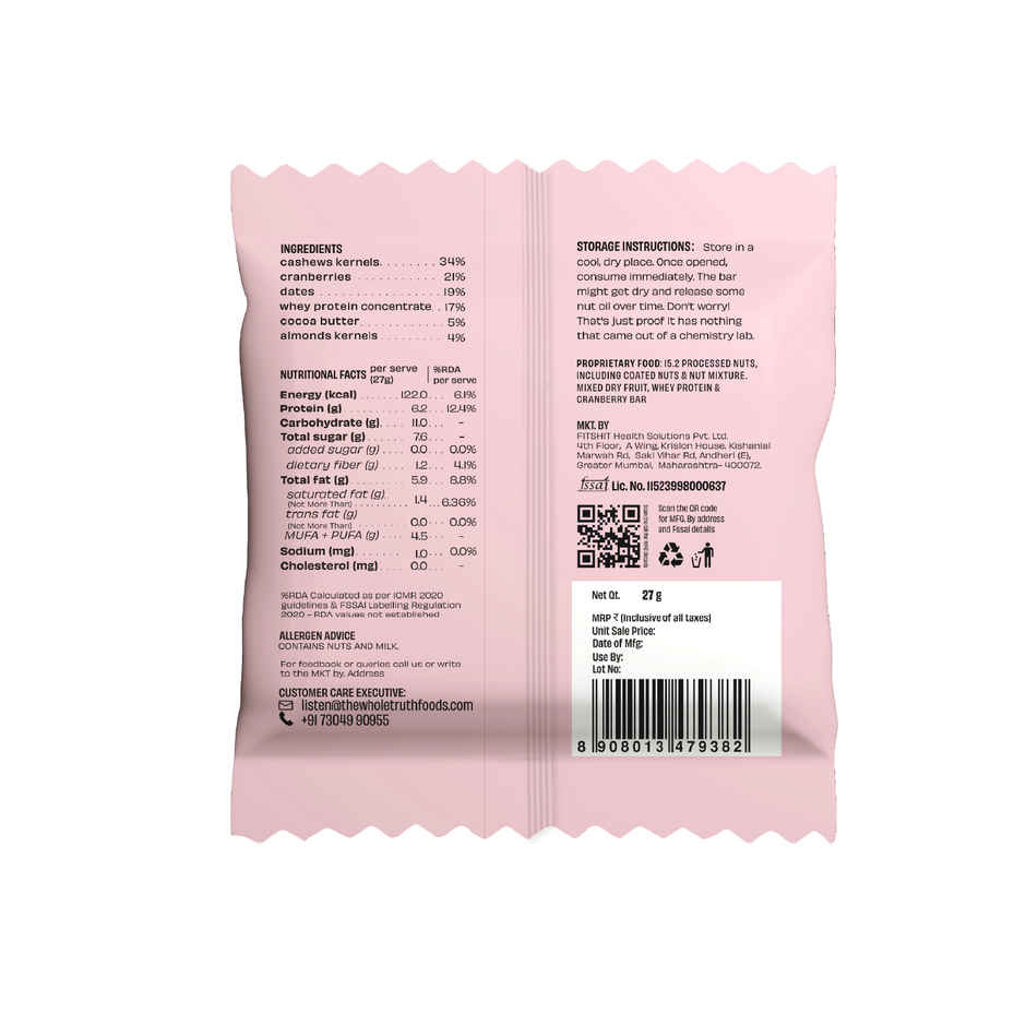 The Whole Truth Cranberry Protein Bar