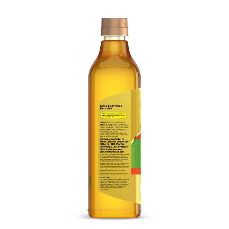 Saffola Mustard (Sarson) Cold Pressed Oil | 100% Cold Pressed Mustard Seed Oil | Helps Manage Cholesterol