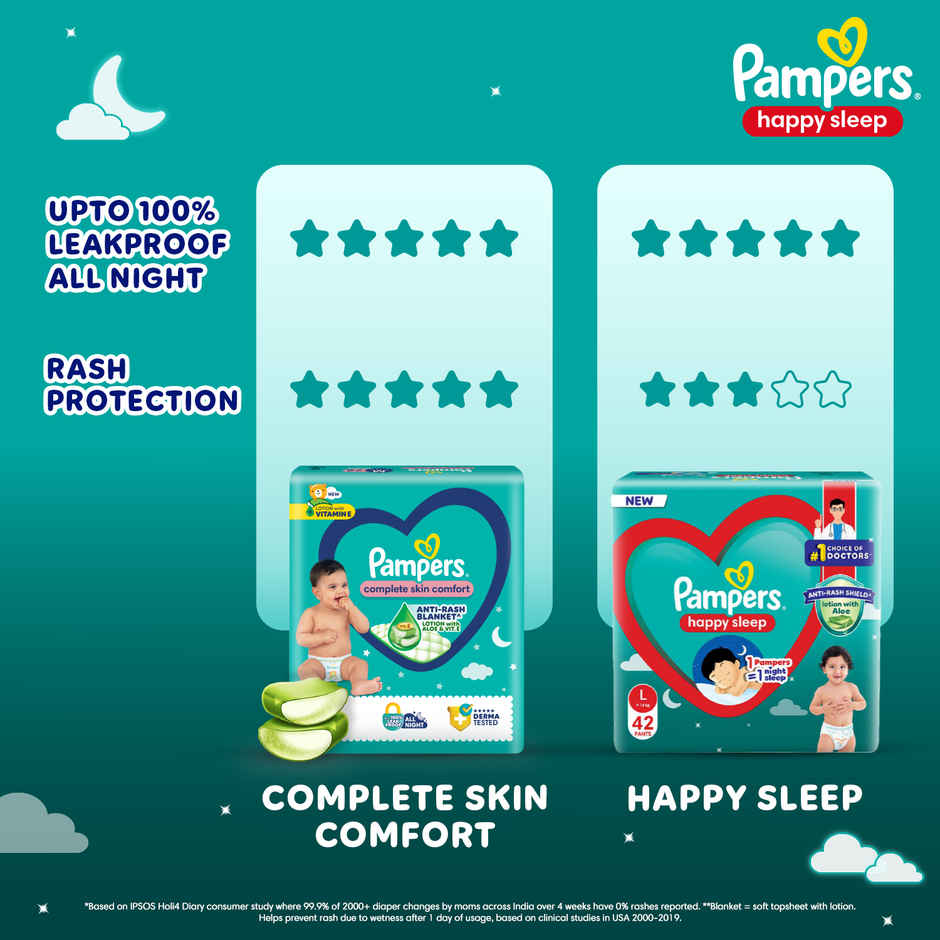 Pampers Happy Sleep Pant Style Baby Diapers | S | 4-8 Kg Diapers Combo