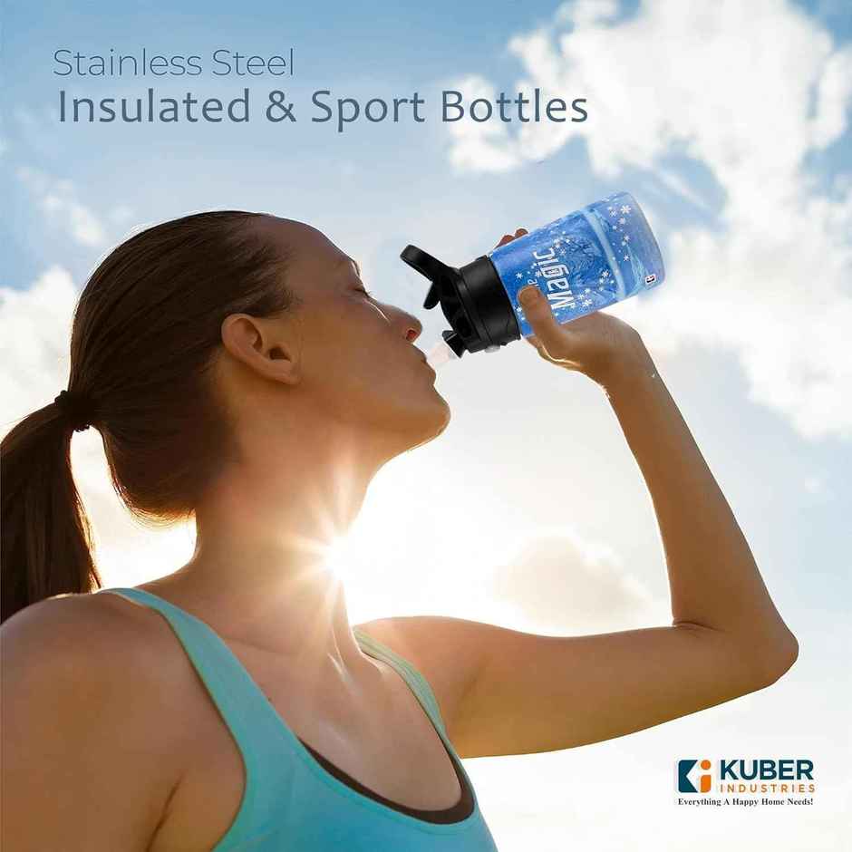 Kuber Industries 350 ml Insulated Water Bottle | Disney Frozen | Stainless Steel | Blue