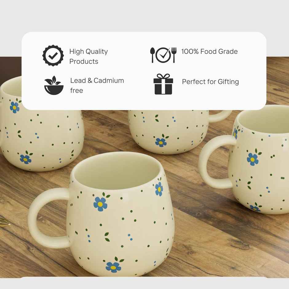 The Earth Store Ceramic Ovule Flower Tea Cup | 160 ml Microwave Safe Coffee Cups